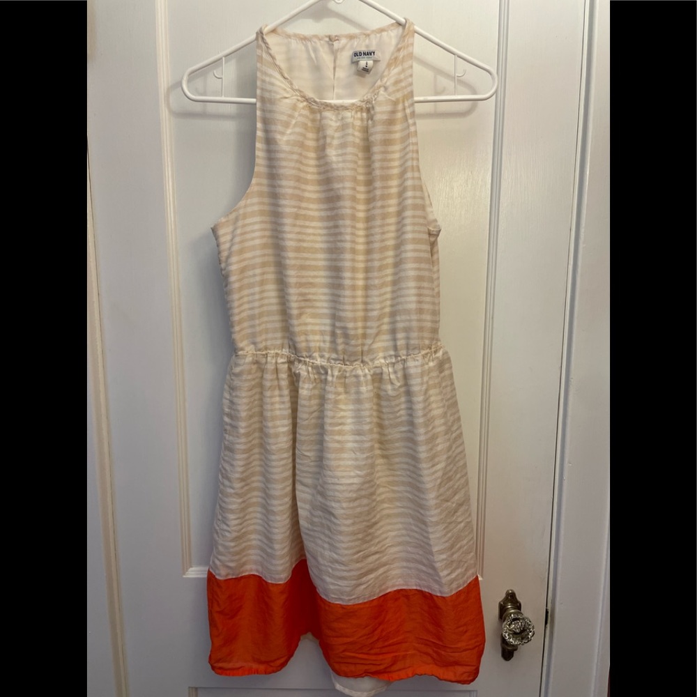 Old Navy rand and orange ish red striped dress. Size medium